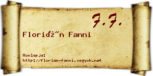 Florián Fanni névjegykártya